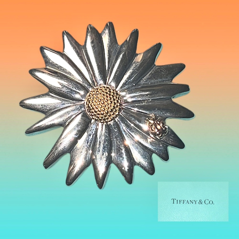 Tiffany&Co. 925 Silver Daisy Brooch w Ladybug